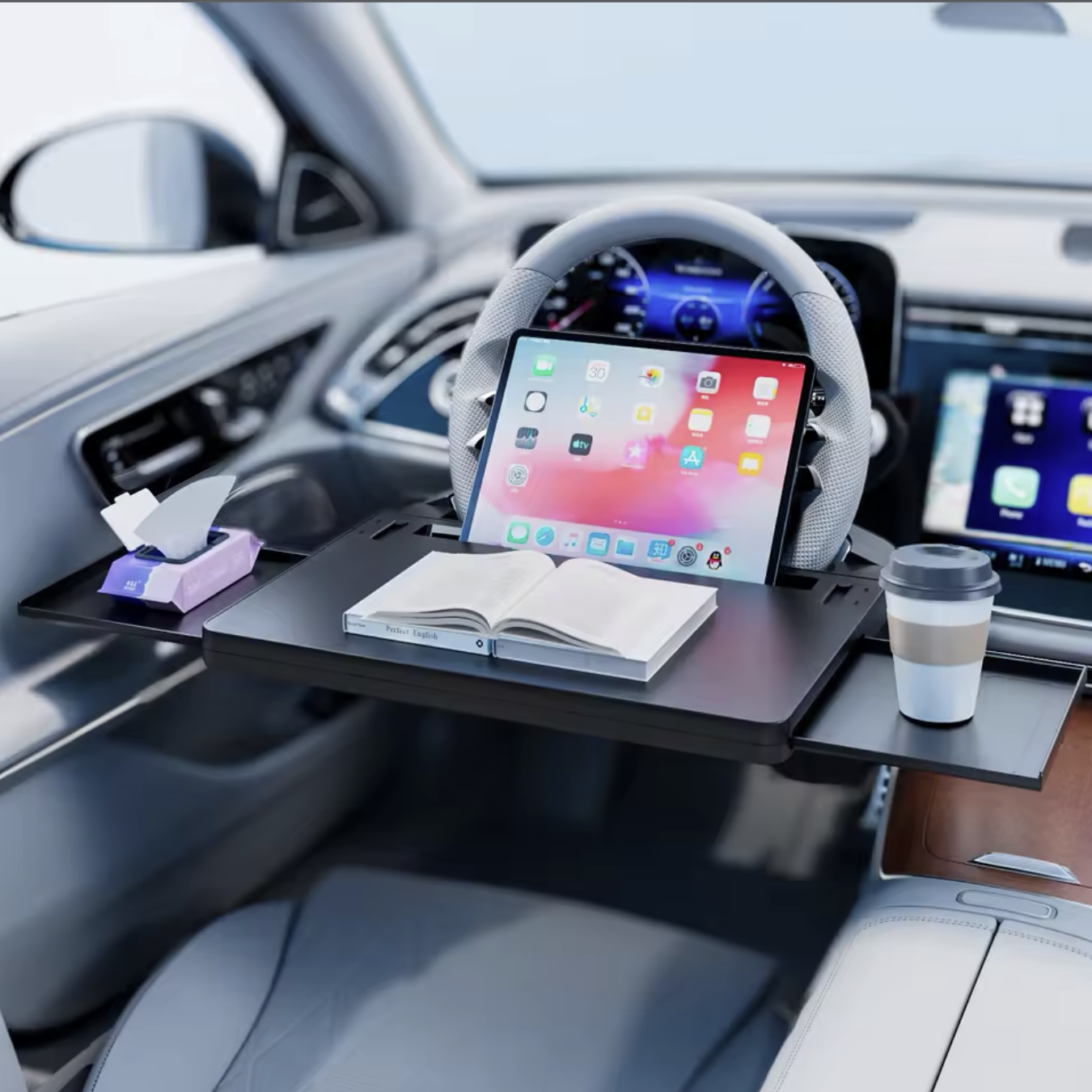 Bureau Mobile installé sur le volant